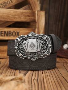 1pc Unisex Bohemian Western Cowboy Style Metal Buckle Vintage Brown PU Embossed Belt, Suitable For Casual Daily Wear (Hole Puncher Included) - Hollow Poker - View 13