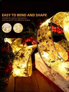 1 pièce Guirlande lumineuse décorative de Noël, bandes lumineuses décoratives pour sapin de Noël dorées/argentées, alimentées par batterie, convient pour les décorations de Noël et d'hiver. Guirlandes lumineuses de sapin de Noël, liens de boîte-cadeau, accessoires photo, lumières d'ambiance pour fête de Noël et cadeaux de Noël raffinés.