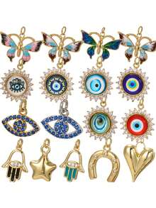 1pc Multi-Color Eye & Butterfly Palm Copper Pendant, & Unique, Handmade DIY Necklace, Bracelet, Keychain Jewelry Pendant, Suitable For Christmas Wear & Gift - Multicolor - View 1