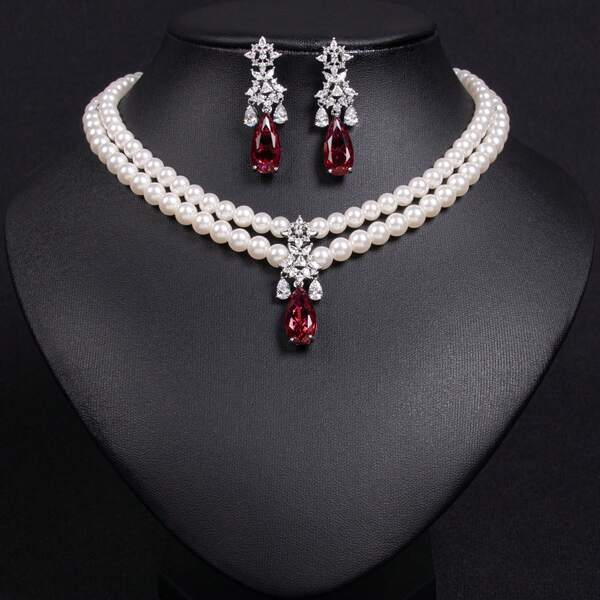 3pcs/Set, Multi-Color Options/Fashionable/Elegant/Bohemian Style, Women's Jewelry, Women's Necklace, Handmade Beaded, Double-Layer Pendant, Shell Material, Zirconia Inlaid, Pearl Necklace, Earrings, Y2K, Suitable For Women, Holiday/Party/Anniversary/Autumn & Winter Necklace, Fashion Accessory | Pearl Jewelry, Necklace Set, Gift