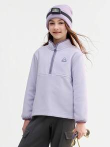 BalaOne Tween Girl' 防静电羊毛运动衫 2025 冬季，男女童保暖上衣 - 粉紅紫 - 查看 2