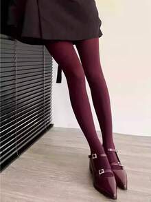 Women's Neon Lime Soft Opaque Tights For Autumn/Winter Street Style, Cozy