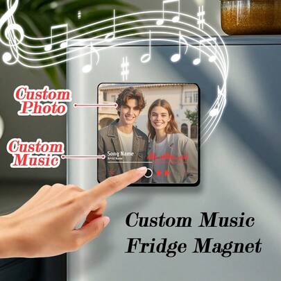 1 pezzo Calamita per frigorifero personalizzata con album musicale, calamita per frigorifero personalizzabile con foto, riproduttore musicale personal
