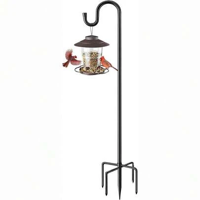 76/92 Inch Shepherd Hook For Outdoor - Single Hook With 5 Ground Base, Plant Hanger For Bird Feeders, Flower Baskets & Lanterns Wedding Xmas Decors