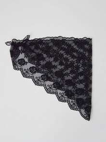 1件时尚花卉刺绣蕾丝头巾，复古女士三角头巾，优雅头饰发饰，教堂祈祷及婚礼面纱，新娘蕾丝曼蒂拉，秋季服装，女士情人节配饰