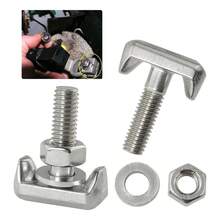 2 Piezas, Juego de Tornillos de Conexión Eléctrica M6 x 22mm, Tipo T con Tuerca y Arandela, de Acero Inoxidable SUS304, para Terminal de Batería, Compatible con BMW, Mini, VW, Chevrolet, GMC, Cadillac, Saturn - Conexiones Seguras y Estables - Plateado - Ver 1