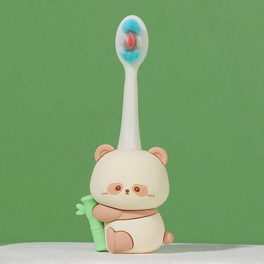 Cepillo de dientes suave para niños, diseño adorable de animales de dibujos animados, mango de goma suave, protege la salud oral, limpieza suave, diseño ergonómico, adecuado para uso diario en el hogar de niños, adorable cepillo de dientes para bebés