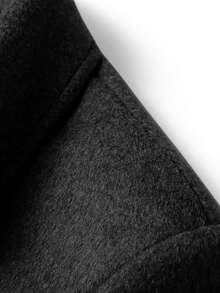 男士羊毛混纺西装外套，休闲时尚纯色长袖口袋纽扣大衣，秋冬服装