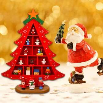 S/M/L 木制卡通圣诞树桌面 DIY 圣诞树带装饰适用于休闲桌面、壁炉、展示架