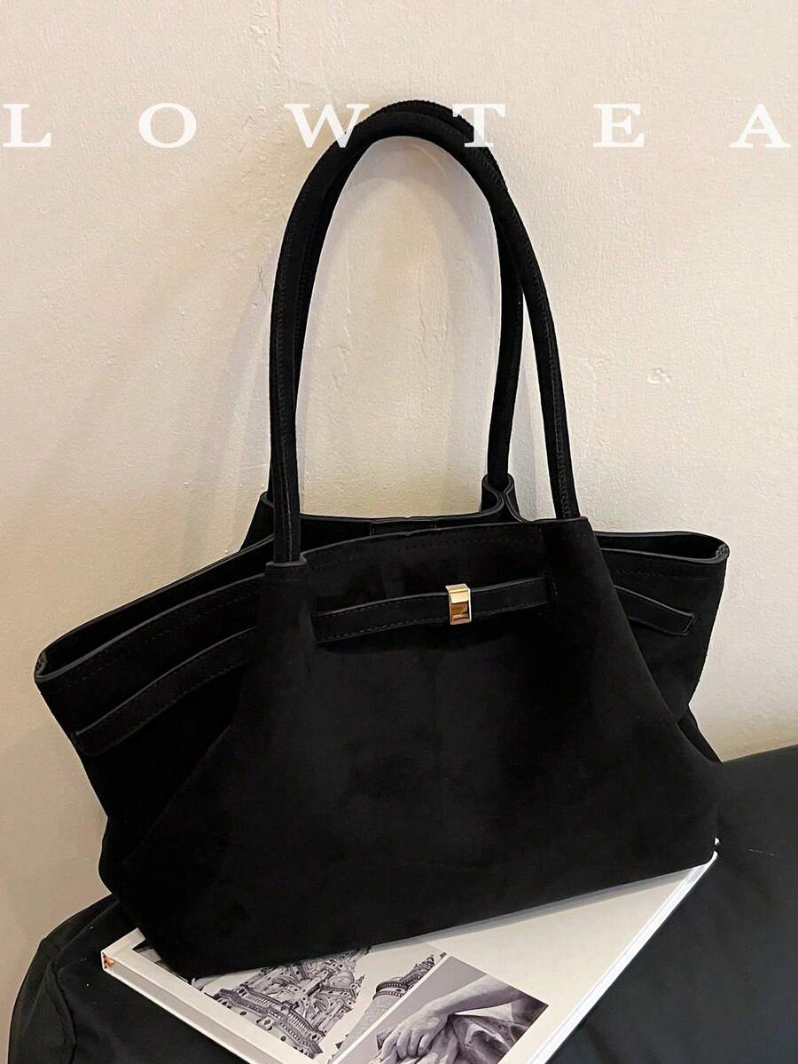 1 件纯色哑光皮革女士单肩包，复古时尚大容量手提包，双手柄和按扣开合，适合旅行、购物、约会、女士礼物，适合青少年、女大学生和年轻专业人士。非常适合办公室、学校、工作、商务、通勤、户外、旅行和短途旅行。，复古风格复古女士包