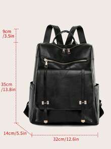 Anti-Theft Pu Soft Leather Backpack Women Purse, Fashion Flip Rucksack, Lightweight Mini Travel Bag, Multi-Functional School Bag, Convenient All-In-One Storage Day Bag, Suitable For Students, Teachers, Nurses, White-Collar Workers, Travel Enthusiasts, Hiking, Camping, Travel Vacation, Daily Commute, Women'S Gift, Holiday Gift - 黑色 - 查看 11