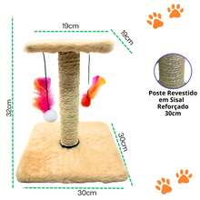 Scratching Post With Double Sisal Cat Toy - 米色 - 查看 3