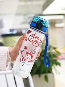 1pc 800ml/27oz Christmas Series Water Bottle, 3D Printing Technology, With Handle Strap For Easy Carrying, Suitable For Sports, Outdoor, Gym, Cycling, Camping, Great Christmas Gift - Multicolor - View 12