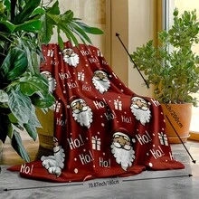 1pc Soft & Comfortable Christmas Themed Flannel Throw Blanket, Santa Claus Pattern Design, Versatile Use For Sofa, Bed, Car, Office, Camping, Perfect Gift For Family And Friends