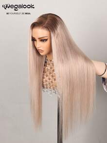 MEGALOOK Tóc giả 6x5 Ombre Xám Lace Front, Tóc Thẳng Lụa Không Mối Nối, Đường Tóc Trong Suốt, Màu Ombre, Không Cần Keo, Phù Hợp Cho Người Mới Bắt Đầu, Bền Bỉ Và Lâu Dài, Nhẹ Và Thoải Mái - Màu hợp thời trang - Xem 5