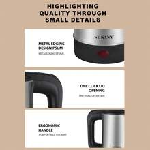 SOKANY 09023 Electric Kettle, 600ml Large Capacity, Auto Shut-Off, 600W Fast Heating, Stainless Steel Material, No Odor, Easy To Clean And Store, Durable And Anti-Slip, Suitable For Home And Hotel Use - View 8