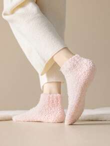 3 Pairs (Black + Beige + Coffee) Unisex Fluffy Warm Winter Socks, Suitable For Daily Wear, Comfortable And Warm - Multicolor - View 10