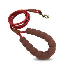 1pc Retro Foam Handle Dog Leash, 0.8cm Width High Density Braided Nylon Rope, Zinc Alloy Lock Buckle, Suitable For Pet Collars And Pet Harnesses With Loops.