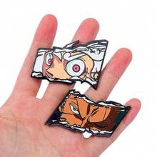 1/2pcs Classic Hot-Blooded Cartoon Anime One Piece Peripheral, Fashionable And Exquisite Enamel Craft Monkey D. Luffy, Roronoa Zoro Sharp And Domineering Eyes Brooch, Personalized Fashion Bag Decoration Suitable For Daily Wear Or As A Gift