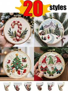 1/3 pièces Nouvelle série de motifs de Noël de haute qualité, Kits de broderie de Noël pour adultes, Kits de point de croix pour débutants, Kit de broderie pour débutants, Convient pour les décorations de Noël, les ornements de sapin de Noël, la décoration de la maison, Thanksgiving, la fête des récoltes, les décorations d'hiver, les cadeaux de vacances (10 styles disponibles, un style que vous aimerez)