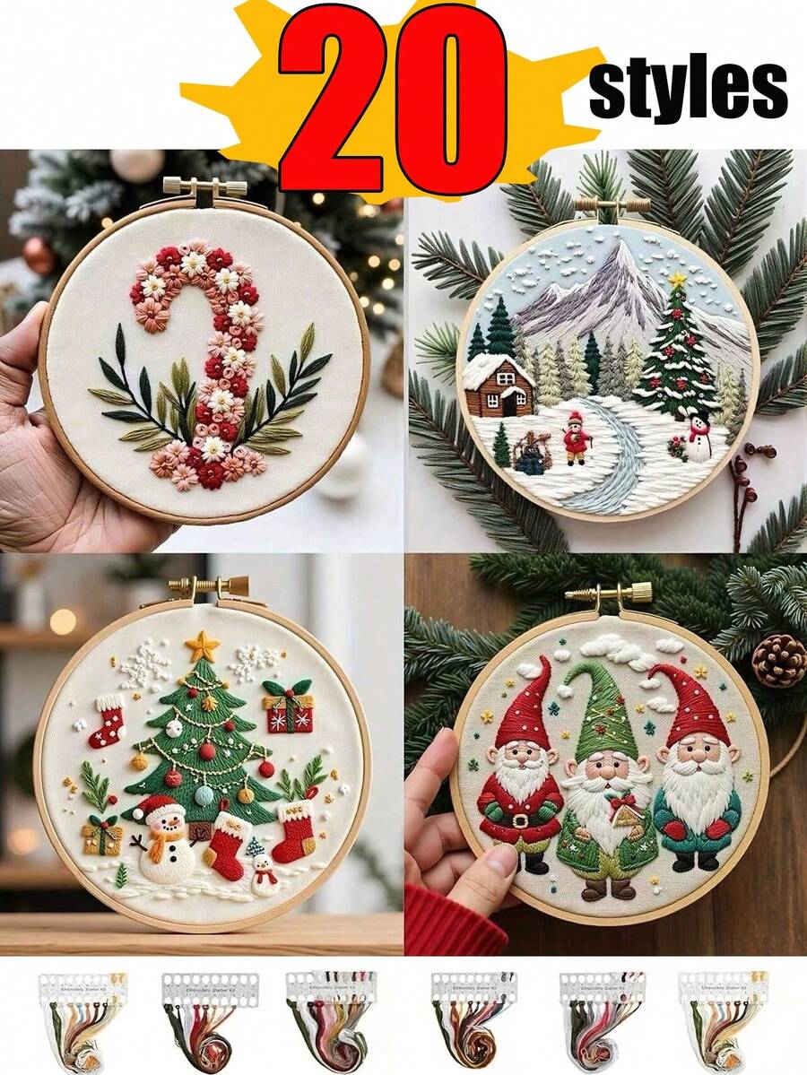 1/3 pièces Nouvelle série de motifs de Noël de haute qualité, Kits de broderie de Noël pour adultes, Kits de point de croix pour débutants, Kit de broderie pour débutants, Convient pour les décorations de Noël, les ornements de sapin de Noël, la décoration de la maison, Thanksgiving, la fête des récoltes, les décorations d'hiver, les cadeaux de vacances (10 styles disponibles, un style que vous aimerez)