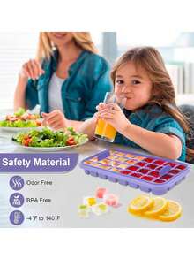 Bandeja para cubitos de hielo con tapa y compartimento de almacenamiento, apta para el congelador (morado) - Morado - Ver 7