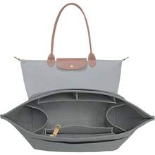 Purse Organizer Insert S Handbag Insert Felt Long Champ Tote Bag Organizer Insert With Cup Beige, Small - Trung bình + Xám nhạt - Xem 2