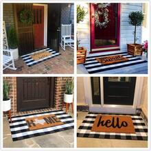 KaHouen Alfombras de algodón a cuadros 35.4 x 59 pulgadas alfombras a cuadros lavables en blanco y negro alfombra tejida alfombra de piso para puerta de bienvenida porche cocina/baño (3 x 5