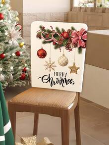 1/2 pieza Funda de silla con estampado de escena navideña de dibujos animados - Impresión doble cara - Funda de silla de comedor extraíble y lavable, adecuada para decoración navideña en restaurantes, hoteles y lugares de eventos