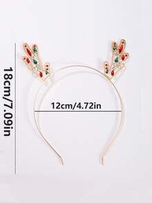 1pc Children's Deer Antler Headband Christmas Hair Accessory Headband Metal Diamond Studded Headband Holiday Party Fine Headband, Suitable For 14-16 Year Old Children To Use With Christmas