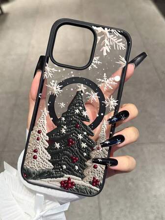 1pc Creative Acrylic Personalized Pattern Magnetic Wireless Charging Anti-Drop Phone Case Suitable For IPhone 16 15 14 13 12 11 Pro Max, Transparent Phone Cover