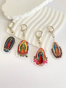 1pc Acrylic Retro Catholic Pendant Keychain Of Our Lady Of Guadalupe, Virgin Mary Pendant Keyring Decor For Women, Bag Charms, Jewelry Accessories, Car Keychain Accessories, Lobster Claw Keychain, Best Gifts For Birthday Or Holiday