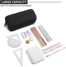 Estuche para Lápices de Gran Capacidad, Bolsa de Lápices Estética para Organizador de Papelería de Oficina, Bolsa de Lápices Simple y Resistente Multifuncional para Hombres - Negro - Beis - Ver 10