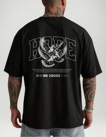 Men's Premium Cotton T-Shirt Academia Hope Larga Moda - Black - View 2