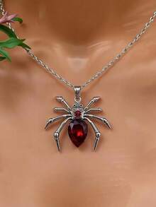 1pc Gothic Style Spider Necklace, Rhinestone Alloy Spider Pendant Titanium Steel Necklace, Suitable For Halloween And Everyday Street Style - Multicolor - View 12