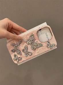 Rhinestone Butterfly Snake Skin Pattern Phone Case Compatible With IPhone 14 Pro Max/14 Pro/14, 15 Pro Max/15 Pro/15, 16 Pro Max/16 Pro/16, 13 Pro Max/13 Pro/13, 12/11