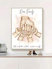 1 件无框定制姓氏海报，个性化家庭成员手球艺术帆布海报，心形印刷，家居装饰，现代墙面装饰，卧室和客厅时尚墙面装饰理想礼物，家庭礼物，表达爱意，情人节，情人节装饰 - 彩色 - 查看 25