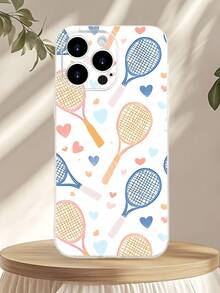 1PC Funda de teléfono con diseño de raquetas de tenis y corazones, estilo minimalista, protector contra caídas, carcasa transparente de alta transparencia, compatible con iPhone16/15/14/13/12/11/Pro/ProMax, compatible con Galaxy A34/A35/A54/A55,Galaxy S20/S21/S22/S23/S24 Ultra/Plus, compatible con Moto/Galaxy/Redmi/Honor/OPPO, agarre cómodo, regalo festivo para amigos, novia, novio, familia - transparente - Ver 1