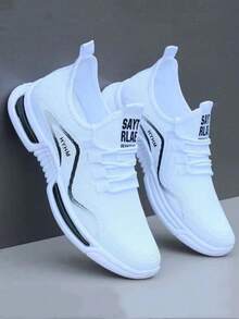 Men's Mesh Breathable Athletic Sneakers, Low-Top Lace-Up Outdoor Walking Shoes