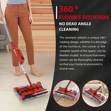 Cordless Vacuum Cleaner Foldable Sweeping Machine Household 360° Portable 45in Floor Sweeper Rechargeable Floor And Carpet Sweeper Vacuum Cleaner 45" - Rose Red - View 7