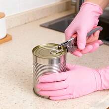 100pcs Disposable Nitrile Gloves, Multi-Purpose Household Cleaning Gloves, Waterproof & Anti-Slip, Suitable For Dishwashing, Hair Salon, Kitchen Cleaning (Purple, Pink), Waterproof, Unisex (Random Style) - Baby Pink - View 10