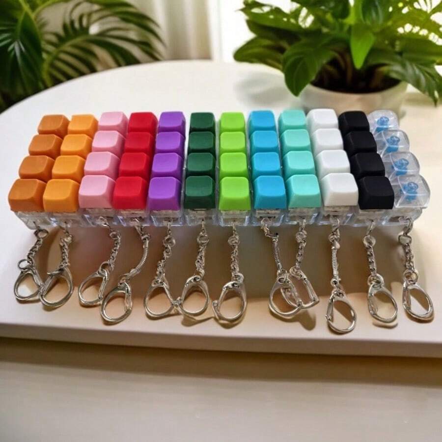 1pc Keyboard Key Cap Stress Relief Toy & Keychain - Finger Press Decompression Accessory, Suitable For Bags And Backpacks - Multicolor - View 1