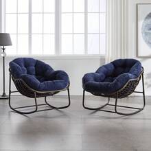 Hängesessel aus Rattan für den Außenbereich, gepolsterter Sitz mit Armlehnen für Veranda, Wohnzimmer, Terrasse, Garten