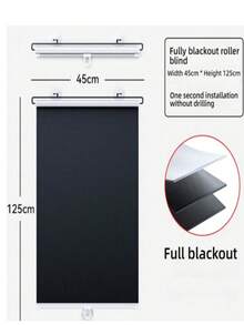 No-Drilling Blackout Blind Shade With 3 Suction Cups Black Retractable Roller Portable Window Cover Curtain For Home Office Car