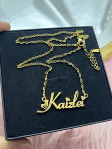 1 Stück Zirkonia Blumen personalisiertes Namens-Schmuckset, süßer 2000er Herbst-Casual-Stil, einzigartiges personalisiertes Geschenk, geeignet für den täglichen Gebrauch, Homecoming-Saison - Gold ohne Anhänger - View 11