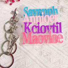 1 Pc Custom Acrylic Bag Tag Keychain 3D Backpack Tags Kids Tags Keychain Acrylic Name Tag Lunch Box Tag Luggage Tag Diaper Bag Tag Kids Backpack Tag Gift For Mom,Customized Keychains & Accessories,Easy Comfort,Apparel Accessories,Chic Autumn,Boyfriend,Girlfriend,Family,Friends - Silvery - View 8