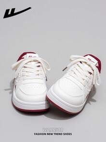 1 Pair WARRIOR Women's Thick Sole Lace-Up Soft Bottom Casual Shoes, Low-Top Outdoor Flat Shoes, Round Toe Low Heel Non-Slip Solid Color Elegant Soft Bottom Hiking Shoes, Suitable For Students, Graduation Photos, Flat Shoes, Women Leather Skate Sneakers