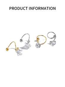 1 Piece S925 Sterling Silver Zirconia Star And Bead Design Spring Nose Ring, Suitable For Girls' Daily Wear And An Excellent Gift For Girlfriends, Mothers And Sisters