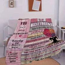 A Blanket For The Best Friend,Super Soft Flannel Printed  Blanket,As Birthday Gifts, Family, Wedding, Souvenir Blankets, Polyester Blankets Suitable For All Seasons, Washable, Machine Washable, Lightweight, Breathable, Comfortable, Warm, Unique, 280gsm For Him, Her Personalized Ideal Gifts For Her,Perfect Nap, Camping, Travel, Home, Daily Life, Office Decoration, Birthday, Anniversary, Valentine's Day, Thanksgiving, Christmas, Halloween, Wedding, New Year Gifts ,Sofa,Bed,Car,Bedroom,Living Room,Office,  Outdoor Camping, Beach,Wall Decoration - 多色24 - 查看 5