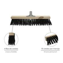 WOLFPACK LINEA PROFESIONAL Cepillo Barrendero Industrial Fibra Gruesa Polipropileno. Soporte Madera 50 cm. Garra Aluminio. (Sin Mango) - Negro - Ver 3